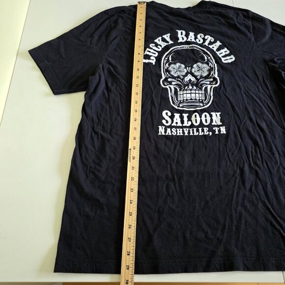 Bella+Canvas T Shirt Men XL Black Lucky Bastard Saloon Skull Graphic Print Boho - Picture 6 of 12